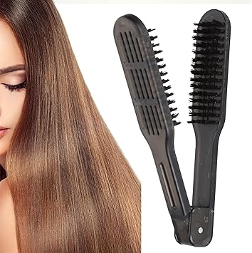 Ejoyous Hair Straightener Brush Hair Straightening Brush DoubleSided AntiStatic Hair Straightening Brush Hair Straightening Comb Salon Hairdresser Styling Brush Hair Straightener  - Image 1
