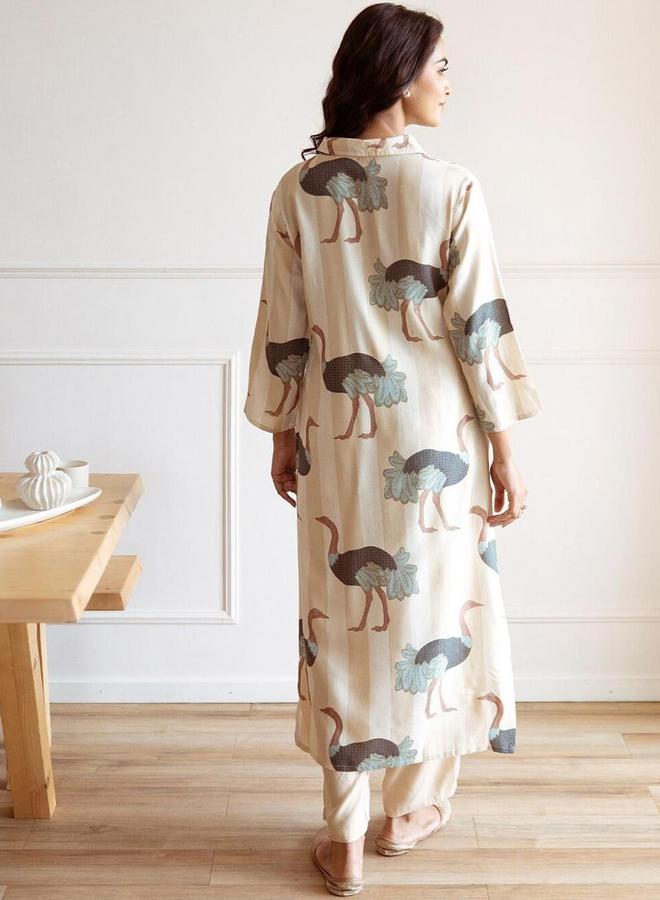 آي شين طقم كورتا وسروال بطبعة جرافيك من إيشين بياقة - Image 4