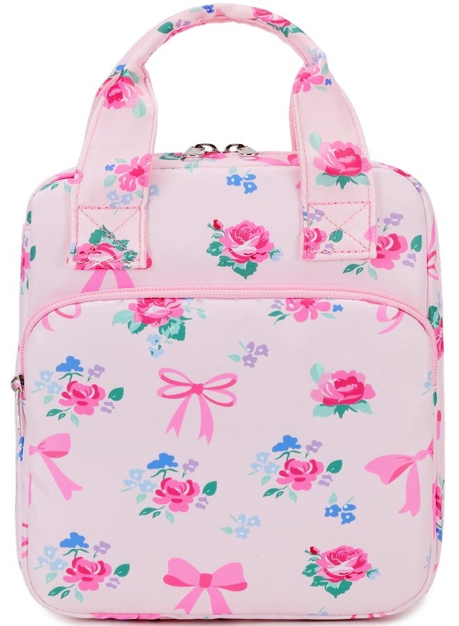 DSIUE Kids Bible Cover Case Gilrs Cute Bible Carrying Case Book Holder/Carrier/Bag with Handle and Pockets, Bow Floral - Image 3