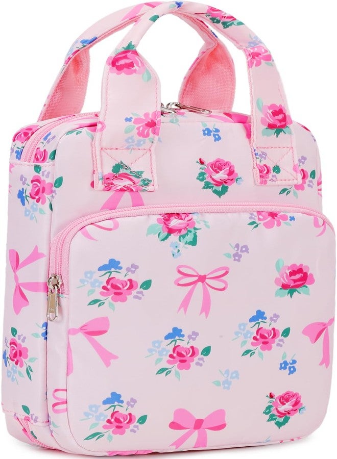 DSIUE Kids Bible Cover Case Gilrs Cute Bible Carrying Case Book Holder/Carrier/Bag with Handle and Pockets, Bow Floral - Image 1