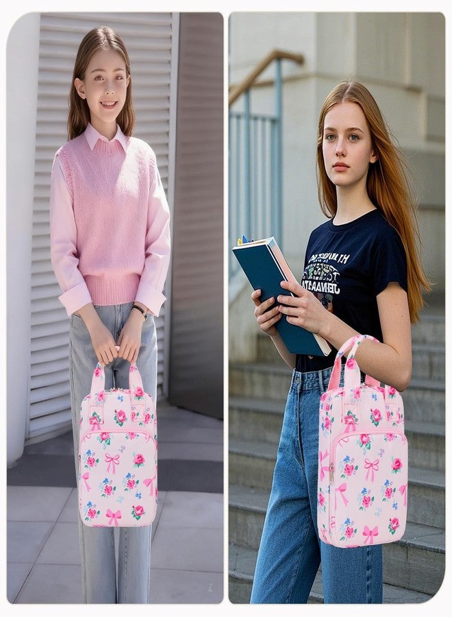 DSIUE Kids Bible Cover Case Gilrs Cute Bible Carrying Case Book Holder/Carrier/Bag with Handle and Pockets, Bow Floral - Image 4