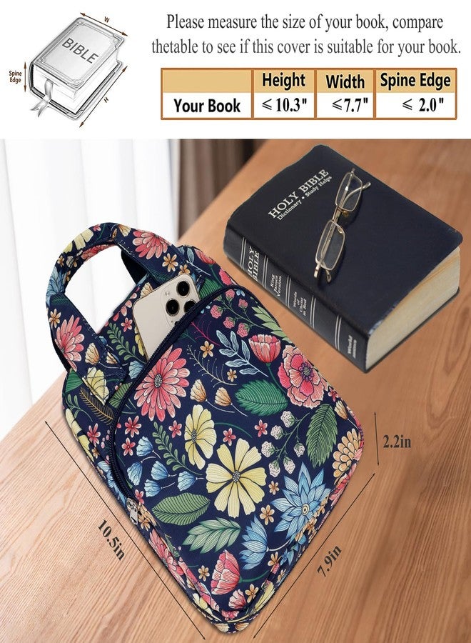 DSIUE Kids Bible Cover Case Gilrs Cute Bible Carrying Case Book Holder/Carrier/Bag with Handle and Pockets, Bow Floral - Image 5