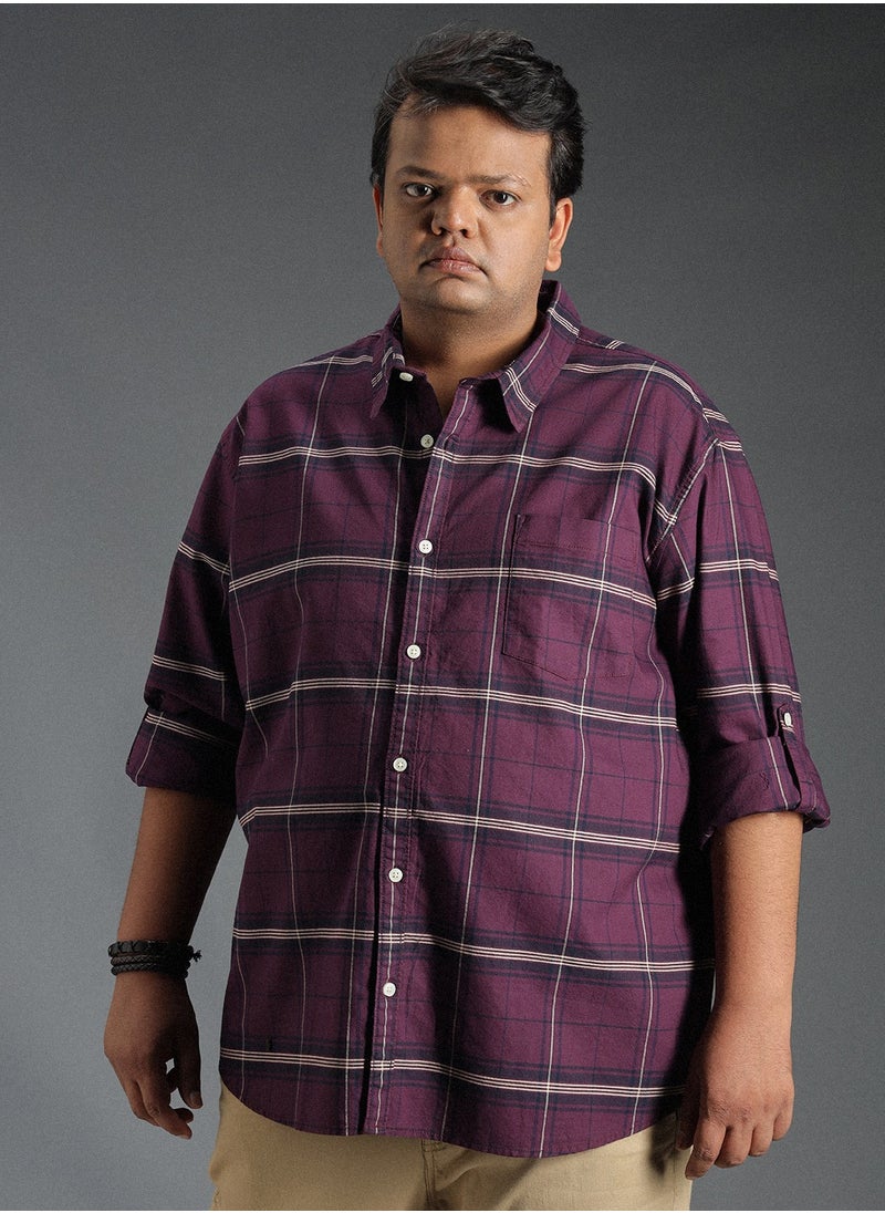 HIGH STAR - Classic Windowpane Checked Casual Shirt for Men - Image 1