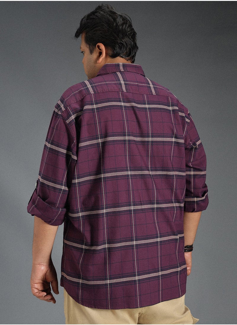 HIGH STAR - Classic Windowpane Checked Casual Shirt for Men - Image 1