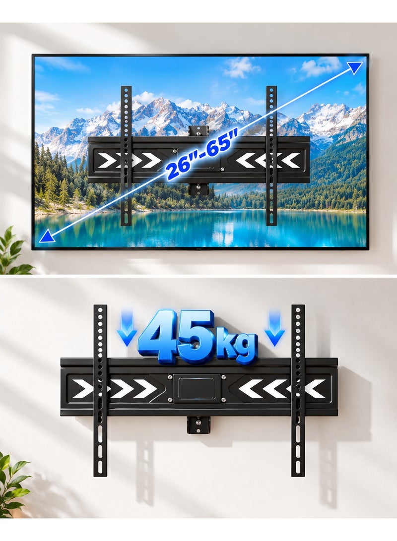 BEETEC TV Wall Mount Full Motion for 26-65 Inch LED & LCD Flat Panel TVs up to 45 kg, VESA 400x400, TV Wall Bracket, Cable Management, ±60° Swivel, +6°/-7° Tilt, 2-Level Height Adjustment, Black - Image 3