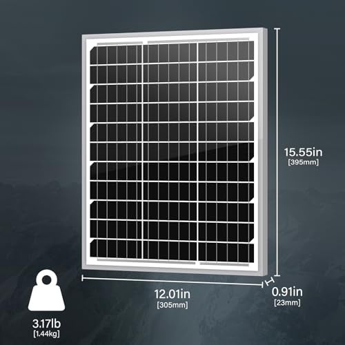 Newpowa 20W 12V Solar Panel Monocrystalline PV Module Designed for 12V Off Grid System RV Boat Camper Trailer Gate Opener - Image 3