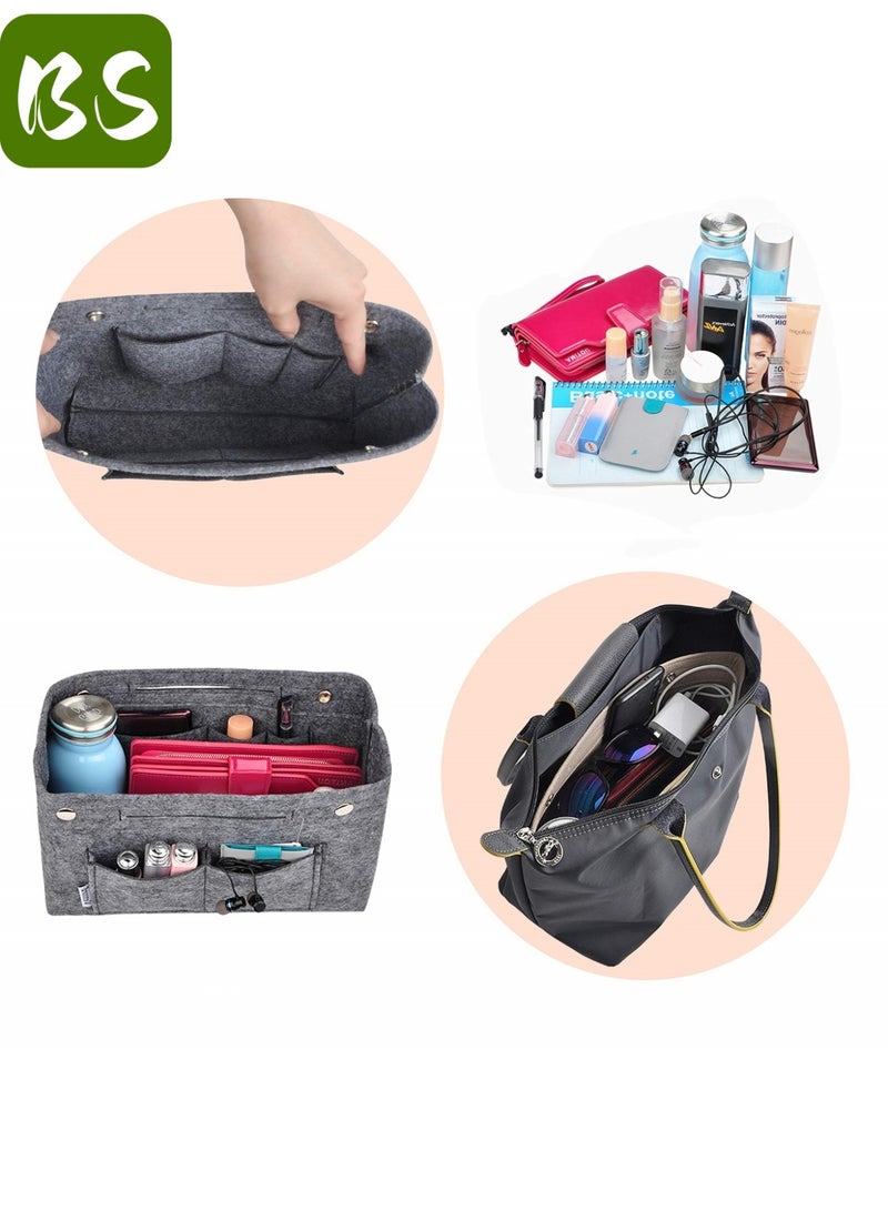 بي إس حقيبة متعددة الاستخدامات من اللباد | بطانة لتنظيم حقائب اليد النسائية | حقيبة تخزين من اللباد | مساحات تخزين متعددة لتصميم منظم، وداعًا للفوضى | خامة لباد عالية الجودة، خفيفة الوزن، وتوفر حماية داخلية | تصميم صغير يناسب جميع أنواع حقائب اليد - Image 5