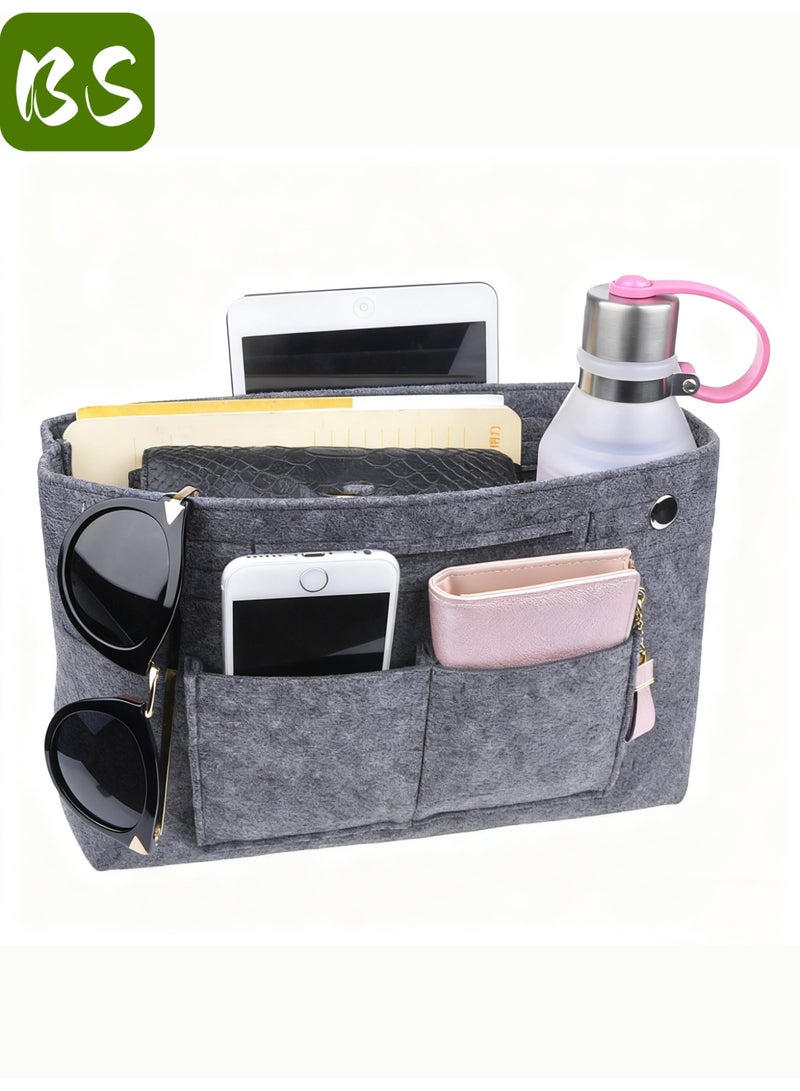 بي إس حقيبة متعددة الاستخدامات من اللباد | بطانة لتنظيم حقائب اليد النسائية | حقيبة تخزين من اللباد | مساحات تخزين متعددة لتصميم منظم، وداعًا للفوضى | خامة لباد عالية الجودة، خفيفة الوزن، وتوفر حماية داخلية | تصميم صغير يناسب جميع أنواع حقائب اليد - Image 3