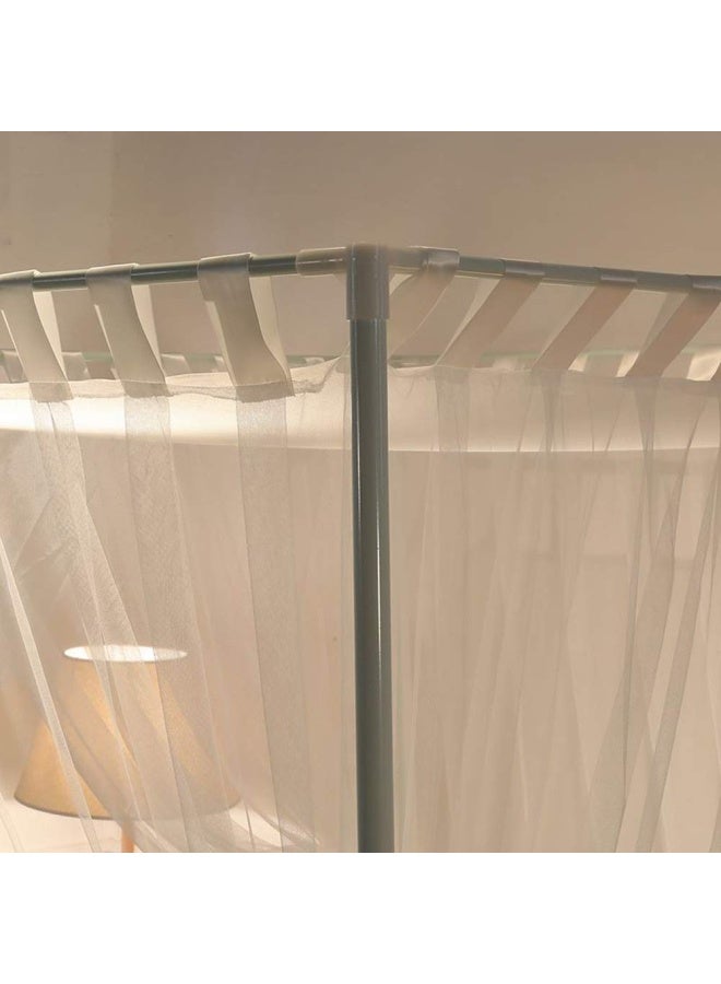 Mengersi King White  Simple 4 Corners Post Curtain Bed Canopy Bed Frame Canopies Net Bedroom Decoration Accessories King White  - Image 5