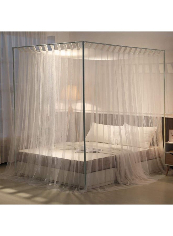 Mengersi King White  Simple 4 Corners Post Curtain Bed Canopy Bed Frame Canopies Net Bedroom Decoration Accessories King White  - Image 3