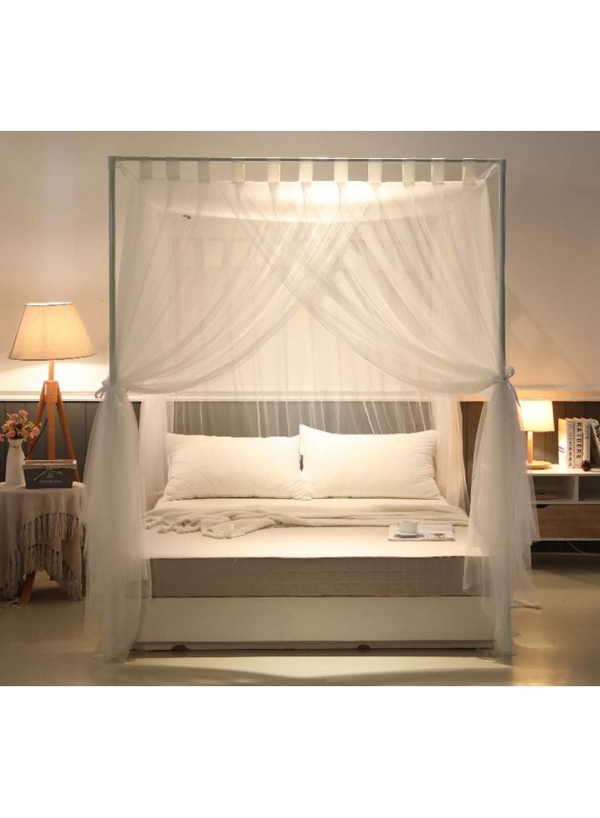 Mengersi King White  Simple 4 Corners Post Curtain Bed Canopy Bed Frame Canopies Net Bedroom Decoration Accessories King White  - Image 4