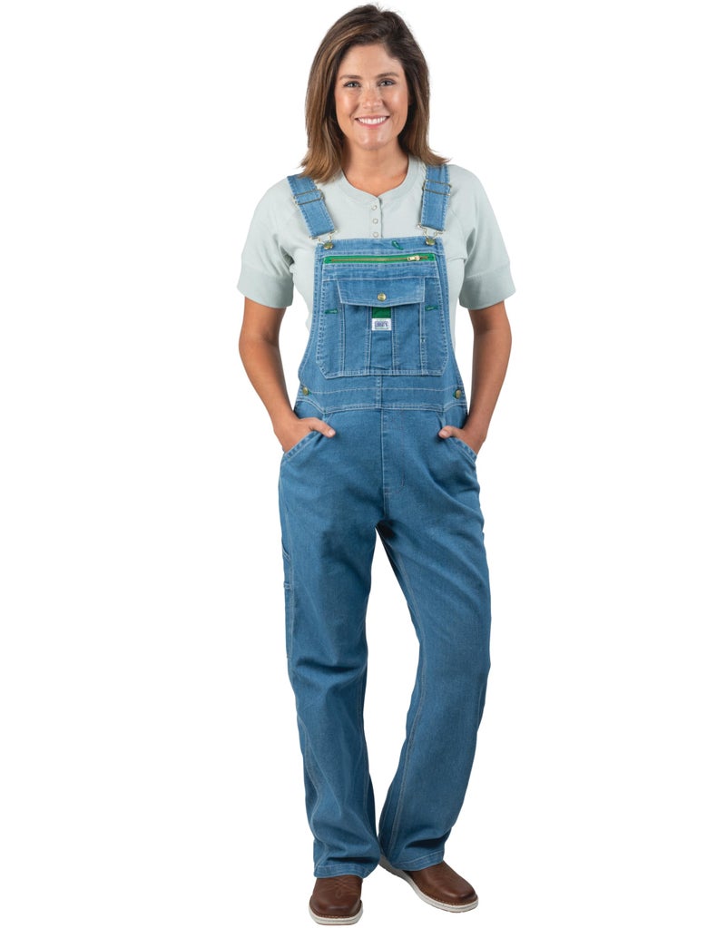 Liberty Womens Washed Denim Bib Overalls, Light Stone Washed, Large - Image 3