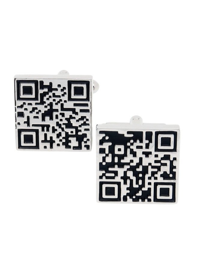 Jonwo Silver Square Qr Code Cufflinks For Men In Gift Case Funny Men'S Cuff Link For Wedding Shirt Party Business Regular Anniversary Dress - Image 4