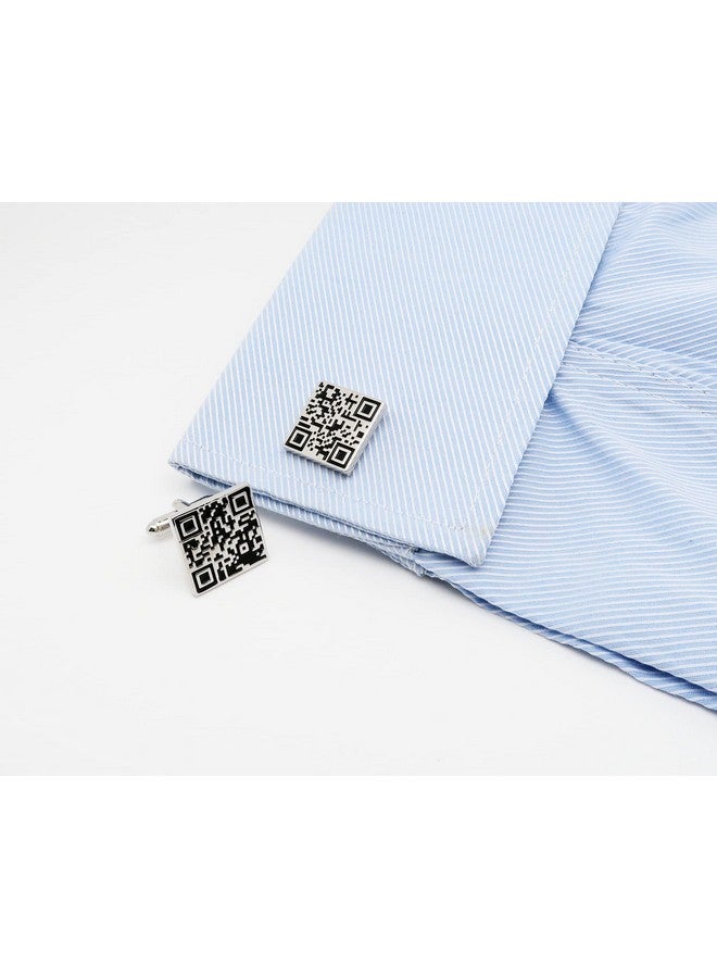 Jonwo Silver Square Qr Code Cufflinks For Men In Gift Case Funny Men'S Cuff Link For Wedding Shirt Party Business Regular Anniversary Dress - Image 5