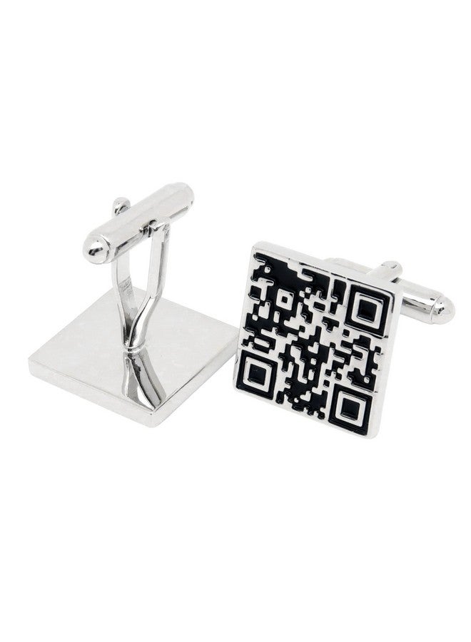 Jonwo Silver Square Qr Code Cufflinks For Men In Gift Case Funny Men'S Cuff Link For Wedding Shirt Party Business Regular Anniversary Dress - Image 3