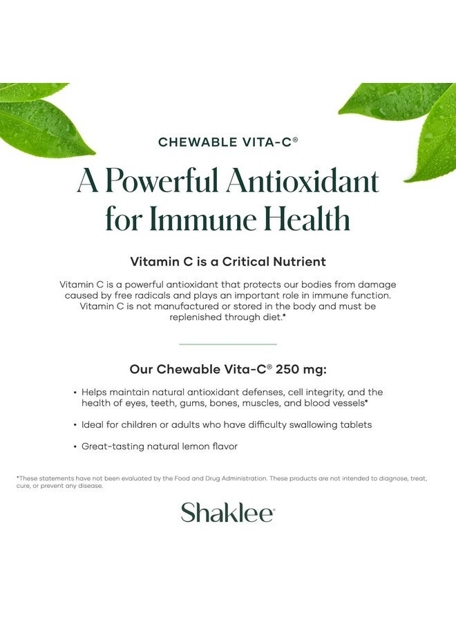 Shaklee - Chewable Vita-C 250mg - Cellular Support and Immune Boost - Lemon Flavored Vitamin C Chewable Tablets for Easy Consumption - Ideal for Children and Adults - 60 Tablets - Image 4