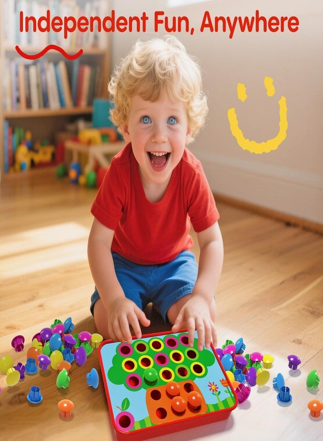 AMOSTING Button Art Toy - Educational Color Matching Mosaic Pegboard Sensory Learning Activity for Kids Age 3 4 5, Preschool Gift for Toddlers, Boys and Girls - Image 4
