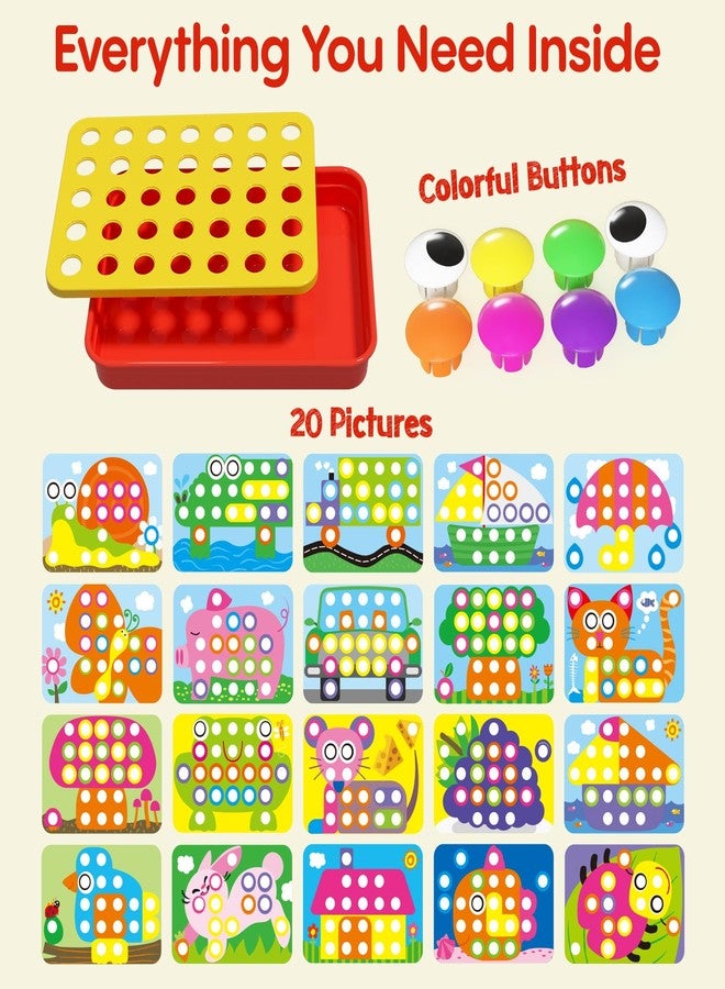 AMOSTING Button Art Toy - Educational Color Matching Mosaic Pegboard Sensory Learning Activity for Kids Age 3 4 5, Preschool Gift for Toddlers, Boys and Girls - Image 3