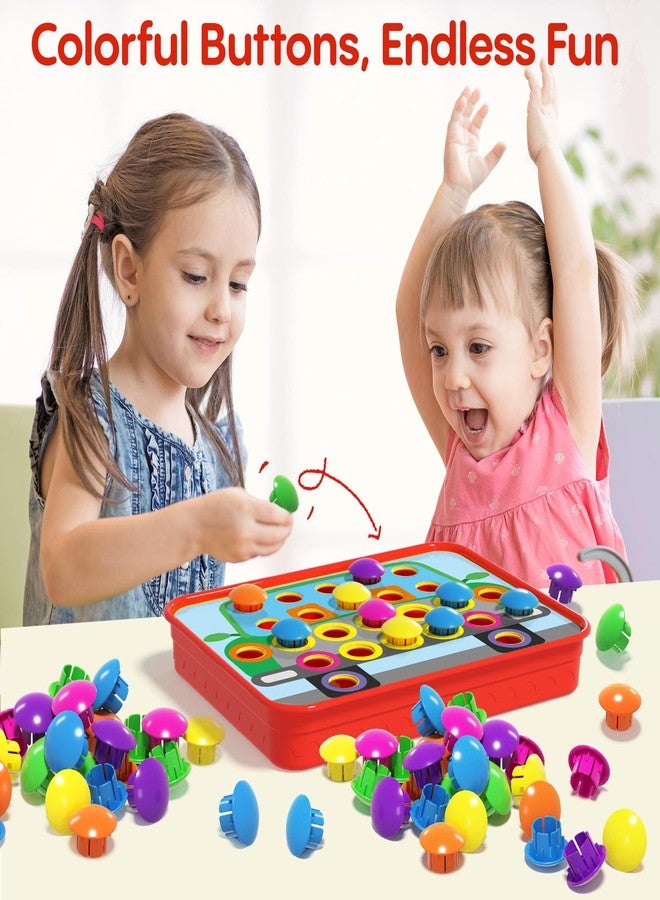 AMOSTING Button Art Toy - Educational Color Matching Mosaic Pegboard Sensory Learning Activity for Kids Age 3 4 5, Preschool Gift for Toddlers, Boys and Girls - Image 2