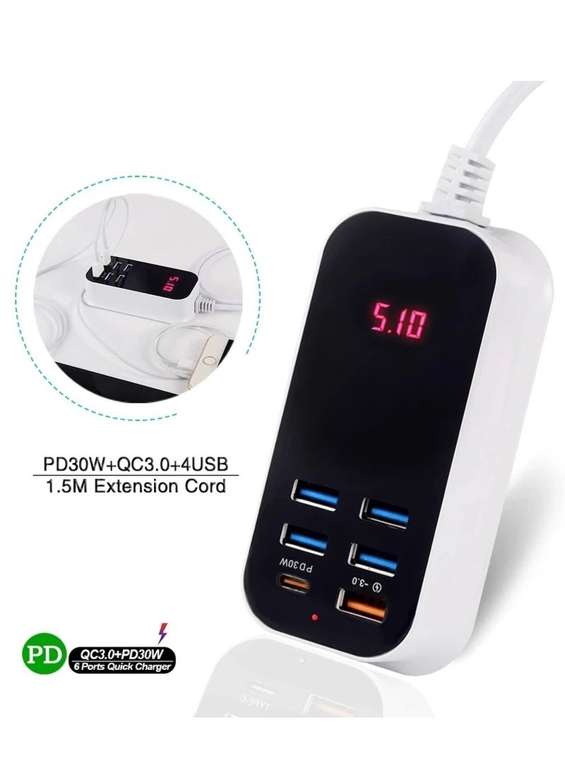 general Multiple USB PD Fast Charger 50W Travel Adaptor 6 Ports For iPhone Samsung - Image 2