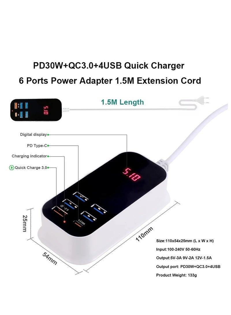 general Multiple USB PD Fast Charger 50W Travel Adaptor 6 Ports For iPhone Samsung - Image 5