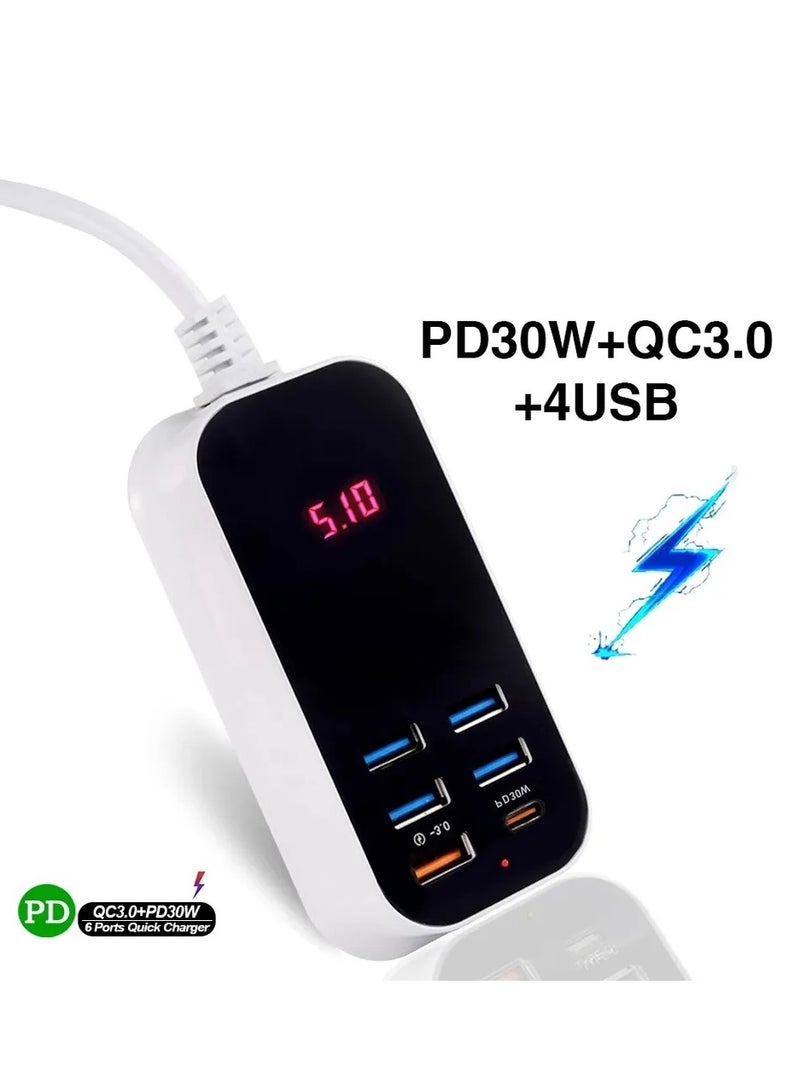 general Multiple USB PD Fast Charger 50W Travel Adaptor 6 Ports For iPhone Samsung - Image 1
