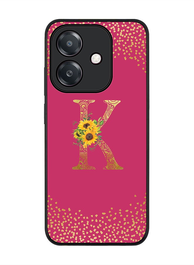 Stylizedd For Oppo A5i Case,Slim fit Camera Protection, Shockproof Thin Phone cover  - Custom Floral Monogram - K ( Deep Pink )