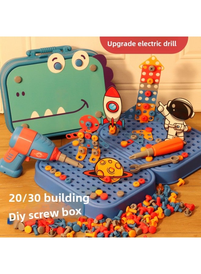 Loquat Children Twist Screws To Assemble Toys For Boys To Benefit Intelligence To Disassemble Electric Drill Toolbox For Babies To Assemble 3 Years Old-Color:【extra Large Dual-use Tool Box】 + Building Bloc - Image 5