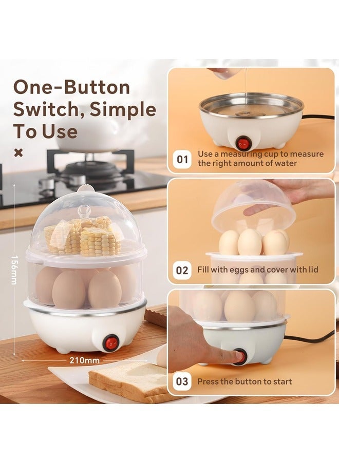Double Layer Egg Cooker 350W, 14 Piece Quick Egg Cooker with Auto Close, Electric Egg Steamer for Hard, Medium & Soft Boiled Eggs (White) Double Layer Egg Cooker 350W, 14 Piece Quick Egg Cooker with Auto Shut-Off Function, Electric Egg Steamer for Hard, Medium & Soft Boiled Eggs (White) - Image 3