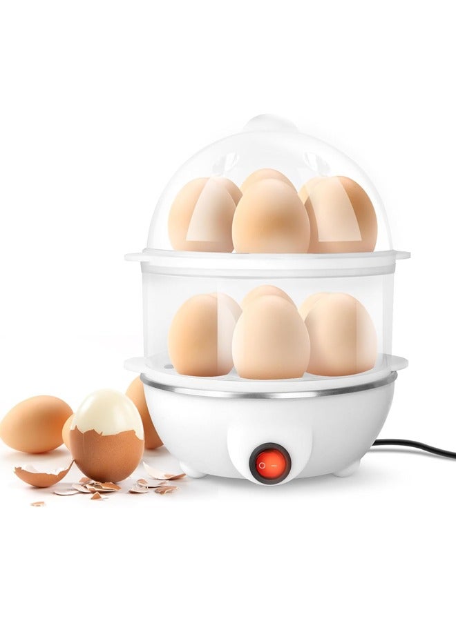 Double Layer Egg Cooker 350W, 14 Piece Quick Egg Cooker with Auto Close, Electric Egg Steamer for Hard, Medium & Soft Boiled Eggs (White) Double Layer Egg Cooker 350W, 14 Piece Quick Egg Cooker with Auto Shut-Off Function, Electric Egg Steamer for Hard, Medium & Soft Boiled Eggs (White) - Image 1