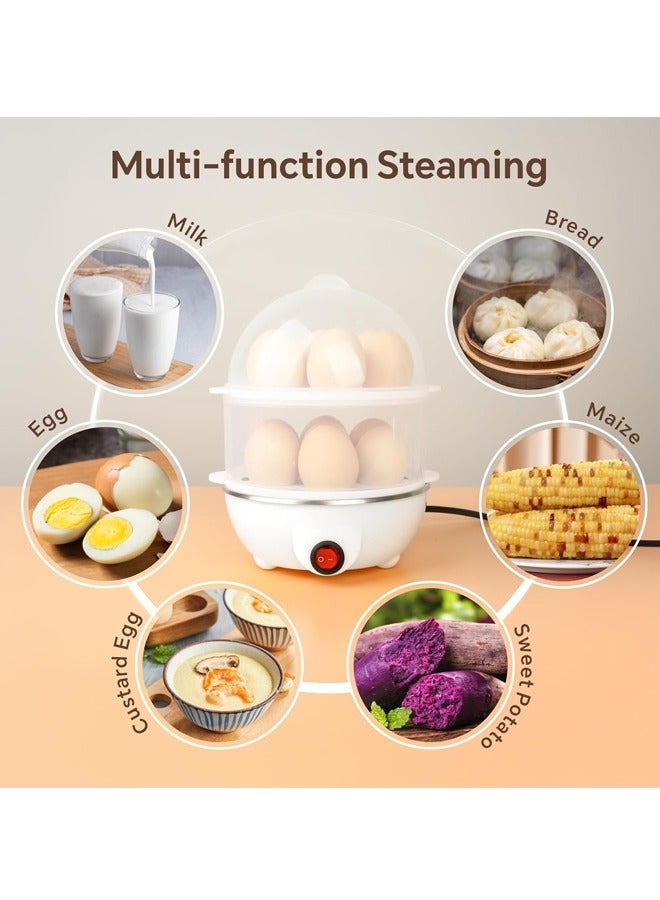 Double Layer Egg Cooker 350W, 14 Piece Quick Egg Cooker with Auto Close, Electric Egg Steamer for Hard, Medium & Soft Boiled Eggs (White) Double Layer Egg Cooker 350W, 14 Piece Quick Egg Cooker with Auto Shut-Off Function, Electric Egg Steamer for Hard, Medium & Soft Boiled Eggs (White) - Image 4