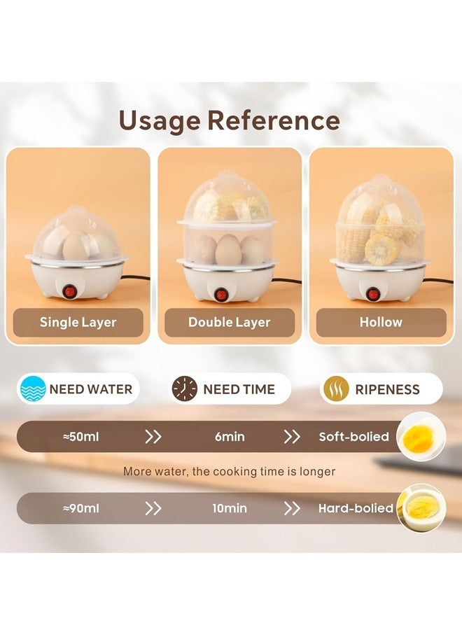 Double Layer Egg Cooker 350W, 14 Piece Quick Egg Cooker with Auto Close, Electric Egg Steamer for Hard, Medium & Soft Boiled Eggs (White) Double Layer Egg Cooker 350W, 14 Piece Quick Egg Cooker with Auto Shut-Off Function, Electric Egg Steamer for Hard, Medium & Soft Boiled Eggs (White) - Image 5