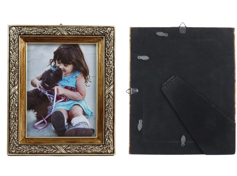 Hymmah 5 * 7inch محفظة إطار صورة عتيقة صورة عتيقة مزخرفة إطار راتنج مملوء باليد مع easel & hook for tabletop وجدار عرض معرض الصور - Image 4