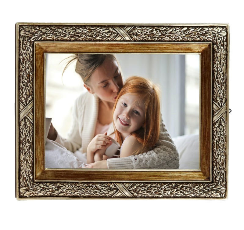 Hymmah 5 * 7inch محفظة إطار صورة عتيقة صورة عتيقة مزخرفة إطار راتنج مملوء باليد مع easel & hook for tabletop وجدار عرض معرض الصور - Image 2