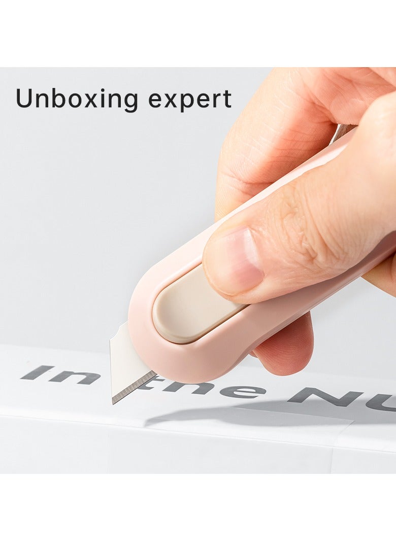 Deli Nusign ENS065 Auto-Retract  Utility Cutter with ABS Handle, Indoor/Outdoor - Pink - Image 4