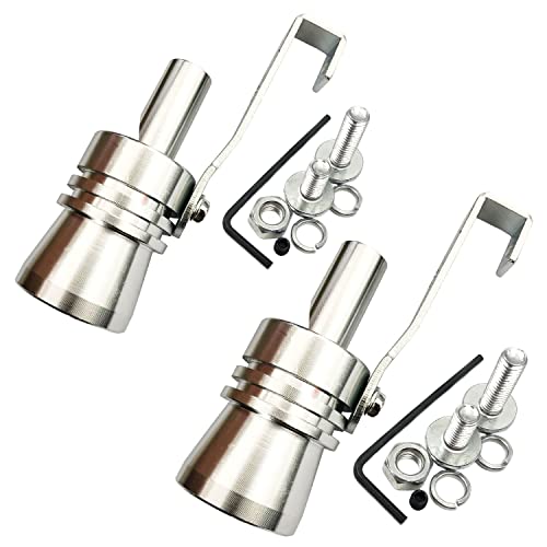 DEVMO 2pcs XL Size Aluminum Alloy Universal Turbo Sound Exhaust Muffler Pipe Whistle Car Roar Maker Silver Tone - Image 1