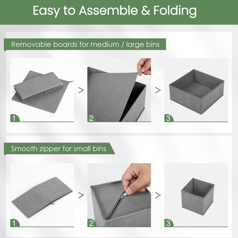 Criusia Drawer Organizer Clothes 16 Pack Underwear Drawer Organizers  Foldable Closet Organizers And Storage Dresser Drawer Dividers Clothing Organizer For Clothes  Socks  Scarves  Bra  Ties (Grey) - Image 5