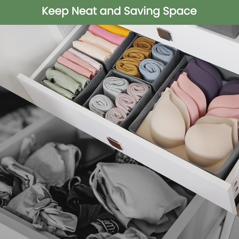 Criusia Drawer Organizer Clothes 16 Pack Underwear Drawer Organizers  Foldable Closet Organizers And Storage Dresser Drawer Dividers Clothing Organizer For Clothes  Socks  Scarves  Bra  Ties (Grey) - Image 2