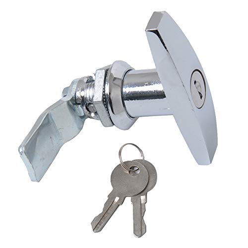 Torcarvh T-Handle Door Lock Latch Truck Cap Camper Trailer Cabinet T-Handle Garage Door Lock for Car RV Toolbox Locks (Chrome, 1 Pack) - Image 1