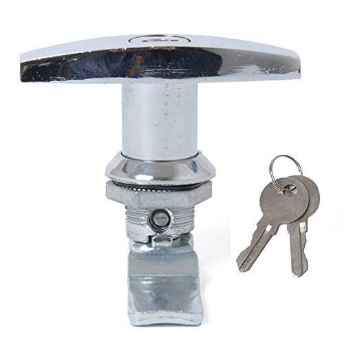 Torcarvh T-Handle Door Lock Latch Truck Cap Camper Trailer Cabinet T-Handle Garage Door Lock for Car RV Toolbox Locks (Chrome, 1 Pack) - Image 3