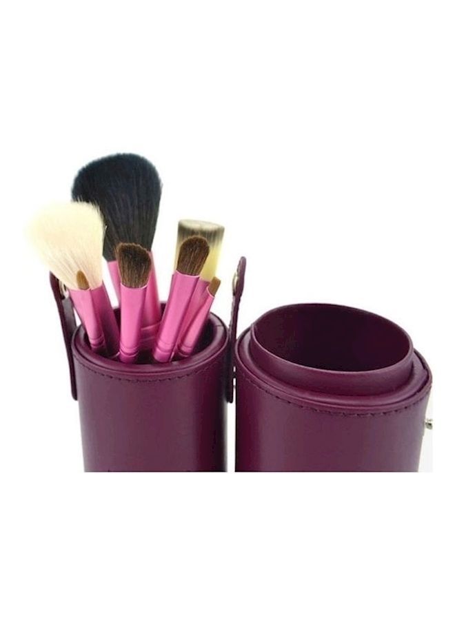 NIBEMINENT 12-Piece Makeup Brush Set With Cup Holder Case Purple