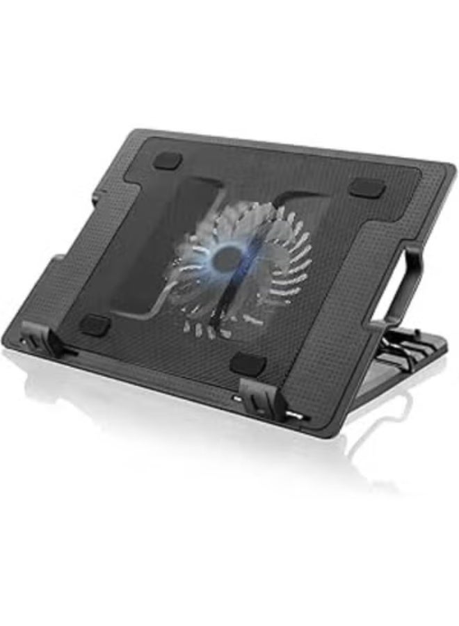 Laptop Cooling Pad Stand with 2 USB Ports – LED Light – Supports 9" to 17" Laptops and MacBooks (Black) - Image 1