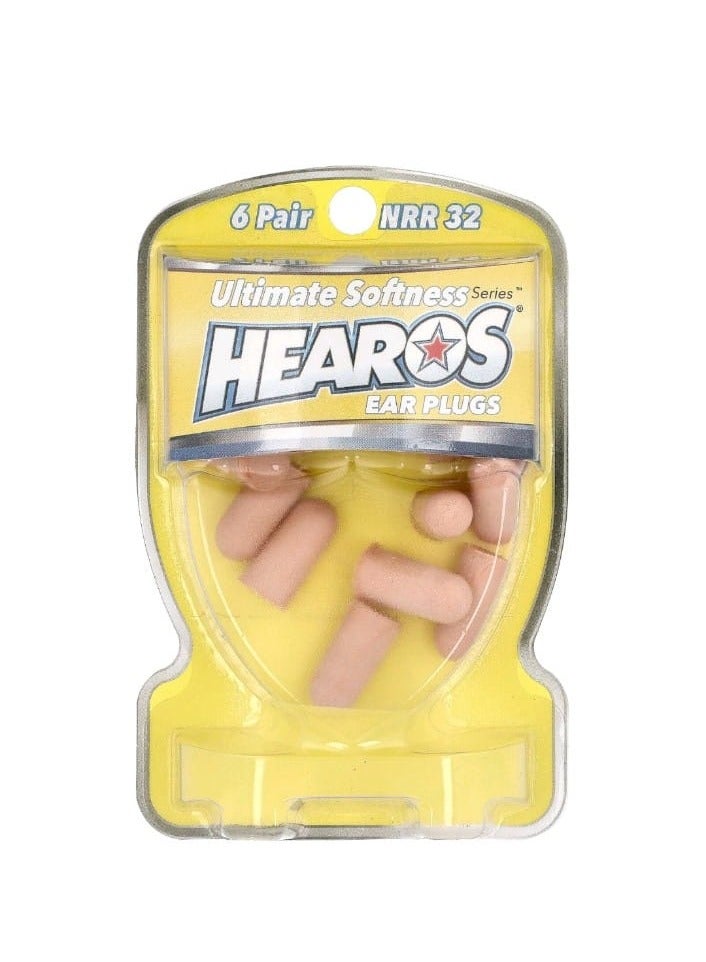 Hearos Pair Of 6 Ultimate Soft Earplugs Pink - Image 1