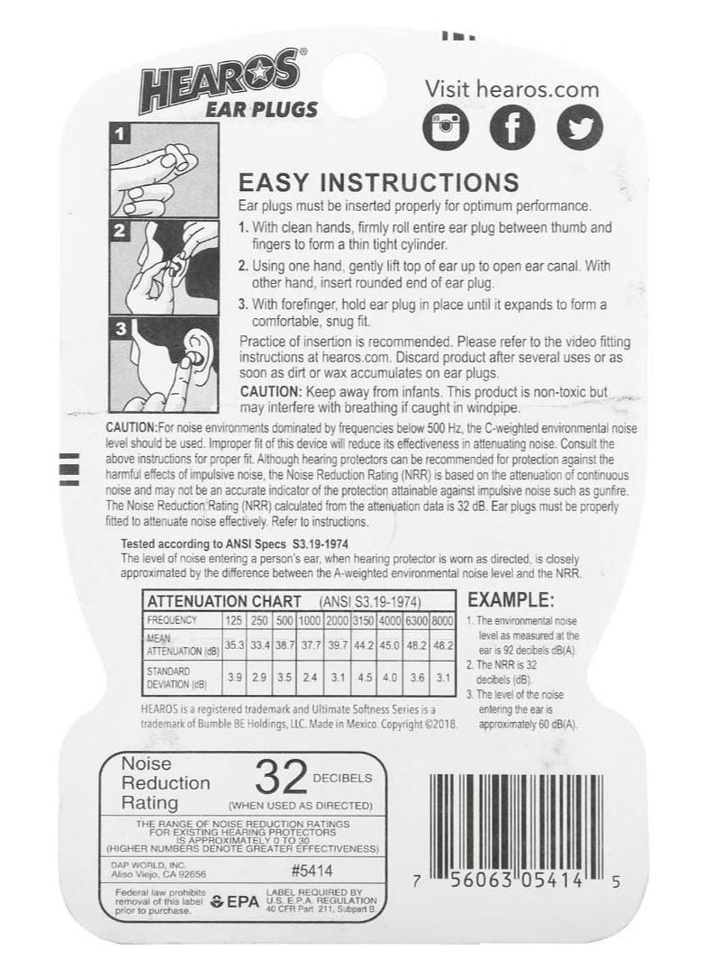 Hearos Pair Of 6 Ultimate Soft Earplugs Pink  - Image 2