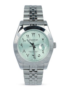 Chairman GENEVE Men's Silver Stainless Steel Wrist Watch with Mint Green Dial and Arabic Numbers  - Image 1