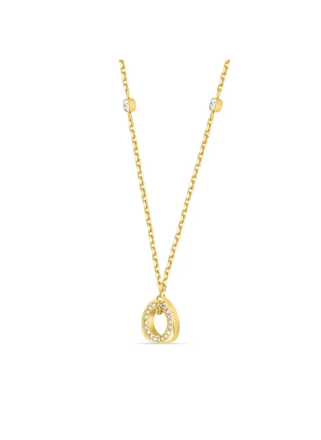 شيروتي 1881 Giulia Gold-Plated Crystal Embedded Triangular Pendant Necklace for Women