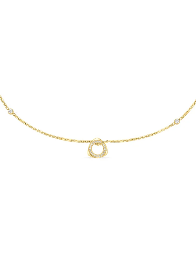 شيروتي 1881 Giulia Gold-Plated Crystal Embedded Triangular Pendant Necklace for Women