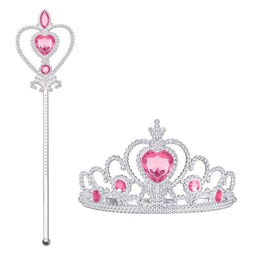 Vicloon Princess Dress Up Accessories 2PCS Princess Crown and Wands for Little Girls Jewelry Toy Gifts for Toddler Girls Christmas Party Cosplay Set for 3 Years Old - Image 1