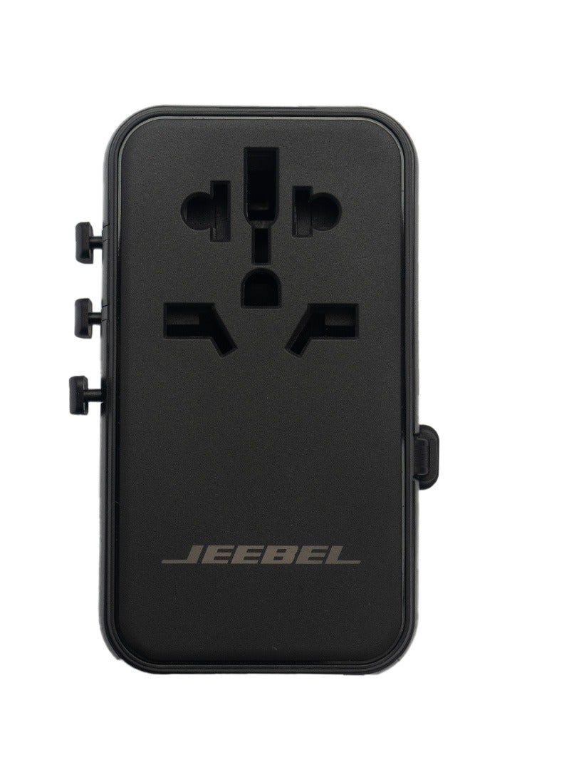 JEEBEL 65W Multi-Port Universal Travel Adapter – Built-in USB-C cable and 2 USB-C + 2 USB-A ports for all-in-one charging - Image 1
