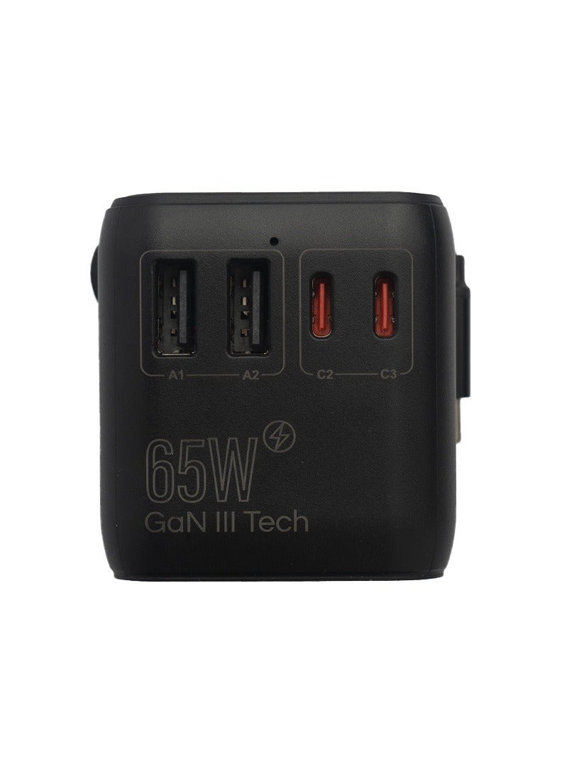 JEEBEL 65W Multi-Port Universal Travel Adapter – Built-in USB-C cable and 2 USB-C + 2 USB-A ports for all-in-one charging - Image 5